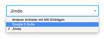 Jimdo MX-Records Google Apps wählen