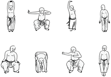 Les 8 postures debout des Huit Pièces de Brocart
