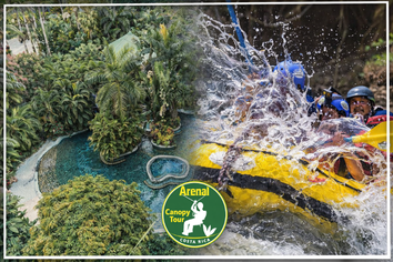 Full-day adventure in Arenal Volcano, Costa Rica including ziplining, rafting, hot springs, and rainforest activities in one day