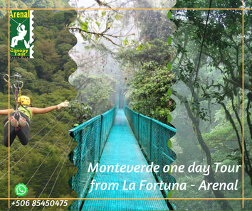 From your Hotels in La Fortuna, all inclusive package to visit Monteverde in one day from La Fortuna