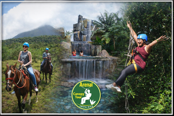 Arenal Combo Deal: Canopy Tour + Horseback Riding + One rappel + Baldi Hot Springs one day pass + Dinner