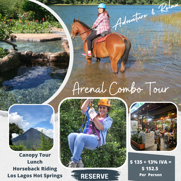 Arenal one day tour: Canopy, Lunch, Horseback, Hot Springs