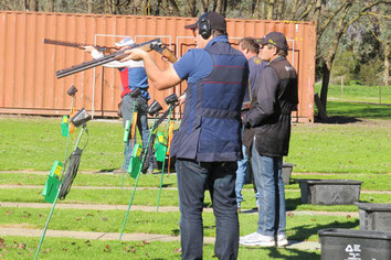 Peter Cavedon (foreground) prepares to shoot