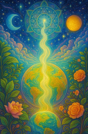 Pachamama – Mutter Erde im Universum, umgeben von Natur, Sternengeschwistern und durchdrungen von der göttlichen Essenz – verbunden mit dem großen Spirit.