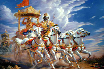Alors Krishna, bien qu’il ait accepté de ne pas combattre, a offert de conduire le char d’Arjuna. Sonia Djaoui Yoga Tradtionnel Tours 37000