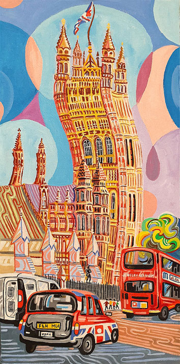 TORRE VICTORIA (LONDRES). Oleo sobre lienzo. 100 x 50 x 3,5 cm.