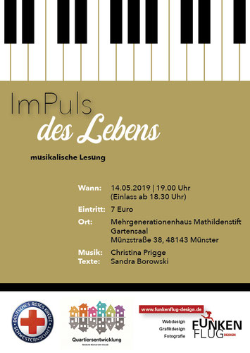 Image Design. Postkarte für eine musikalische Lesung mit Sandra Borowski & Christina Prigge. Von Funkenflug Design Münster.