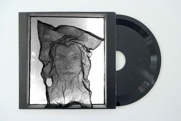 Self portrait Scopby on window, vinyl record, Moya Hoke, 2020