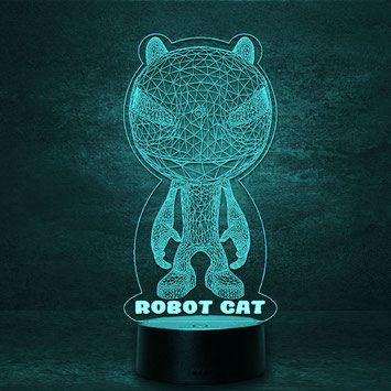 Robot Katze Geschenk LED Lampe + Wunschgravur