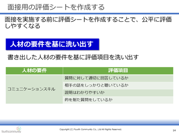面接用の評価シートを作成する