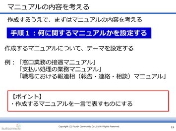マニュアルの内容を考える
