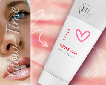 Frau mit Glow-Time im Frühling und White Peel – feuchtigkeitsspendendes Peeling.