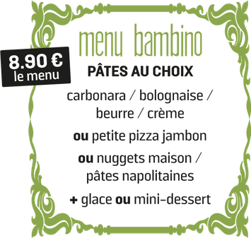 Menu enfant à 8,90€