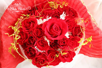プロポーズ　赤薔薇　プリザーブドフラワー　花束　ミラコスタ　オーダーフラワー  シュシュ　chouchou 舞浜花屋