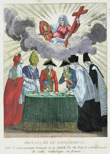 Signature du traité de concordat à Paris, le 26 messidor an IX (15 juillet 1801), avec le Saint-Siège.