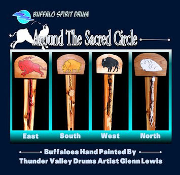 dancing buffaloes on the Buffalo Spirit Drum's drumstand