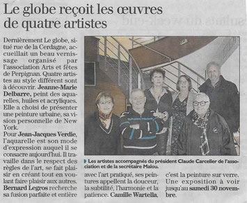 Quatre artistes peintre expose au restaurant le  Globe à Saleilles