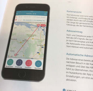 Ausschnitt aus der Anleitung des Vimcar Fahrtenbuchs