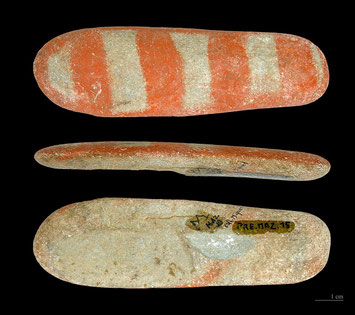 Painted pebbles from the Mas-d'Azil cave.