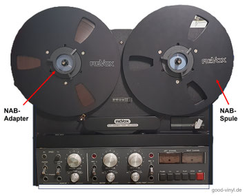 Tonbandgerät REVOX B77 mit NAB-Adapter und NAB-Spule
