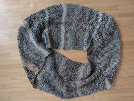 Wärmender Loop-Schal grau/braun/blau doppellagig gestrickt aus reiner Schurwolle 2