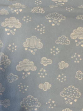 Baumwoll-Flanell Wolken hellblau - weiss