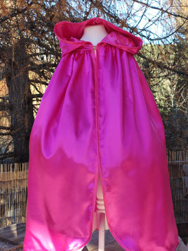 Cape de princesse enfant en taffetas rose fushia