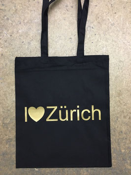 Stofftasche I <3 Zürich -  Schwarz/Gold