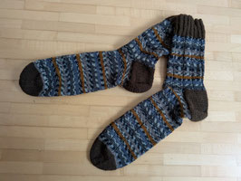 Strick-Socken Gr. 44/45 braun-grau-blau