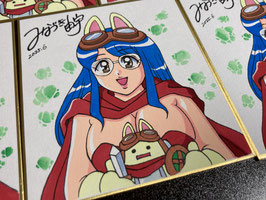 みなづき由宇直筆イラストミニ色紙【冴子先生×ハビットくん①】