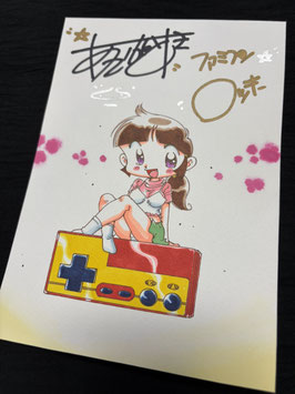 あさいもとゆき先生直筆イラスト(B６サイズ)⑬＆ファミコンロッキーのテーマCD