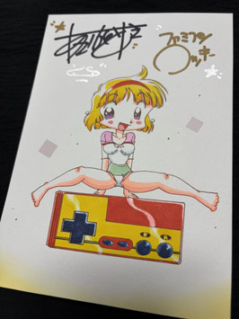 あさいもとゆき先生直筆イラスト(B６サイズ)⑫＆ファミコンロッキーのテーマCD