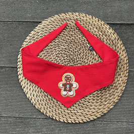 Weihnachtstücherl zum Binden  -  "Lebkuchenmännchen rot" Einzelstück 34-42cm NEU