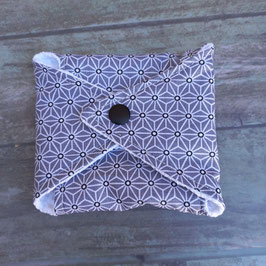 Pochette à savon tissu enduit imprimé gris et blanc