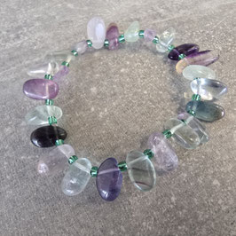 Regenbogen Fluorit Armband mit Kunstoffperlen leuchtend