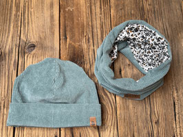 Hipster Beanie auf Jersey-Cord in mint