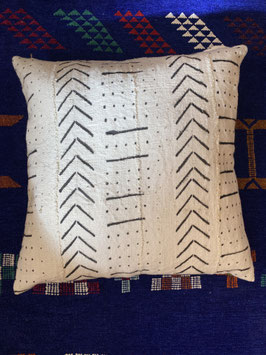 Housse de Coussin en Bogolan - Blanc et Noir Points Flèches et Traits