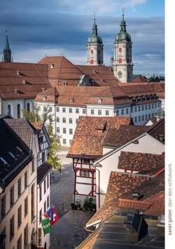 postkarte sankt gallen über dem stiftsbezirk