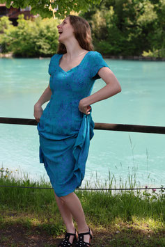 CAMPUR Kleid - Heide blau mit runden Muster