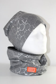 BEANIE / SCHLAUCHSCHAL GRAU/SILBER KIDS