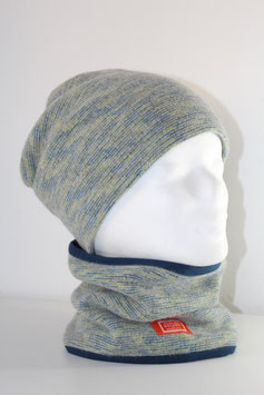 BEANIE / SCHLAUCHSCHAL WOLLE KIDS/GRÜN/BLAU