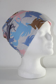 BEANIE EINHORN BLAU/ROSA