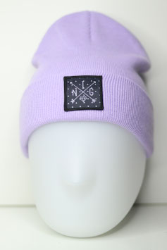 Beanie Flieder black dots