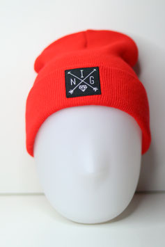 red Beanie Black Patch