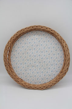 groß rund Korbtablett Griffe geflochten Blumenmuster DDR Serviertablett Weide