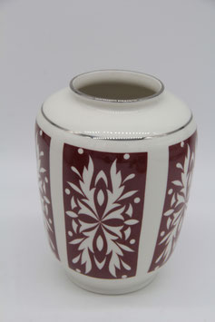 Wagner & Apel Krone Porzellanvase rotbraun weiß Muster Blumenvase Silberrand