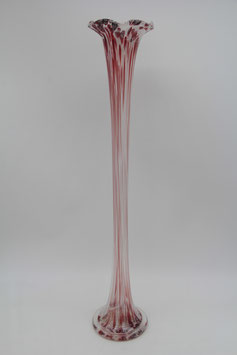 große schlanke hohe Glasvase dickes Glas rot weiß marmoriert 59cm Murano?