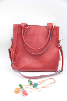 große rote Beuteltasche Tasche Handtasche Shopper Kunstleder Schultertasche