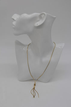 goldene Modeschmuck Kette Halskette Collier Knoten und Fäden filigran 44cm