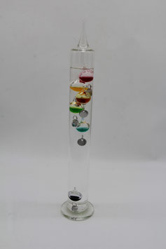Galileo Thermometer Glas Flüssigkeitsthermometer bunt 6 Glaskugeln ca. 42 cm